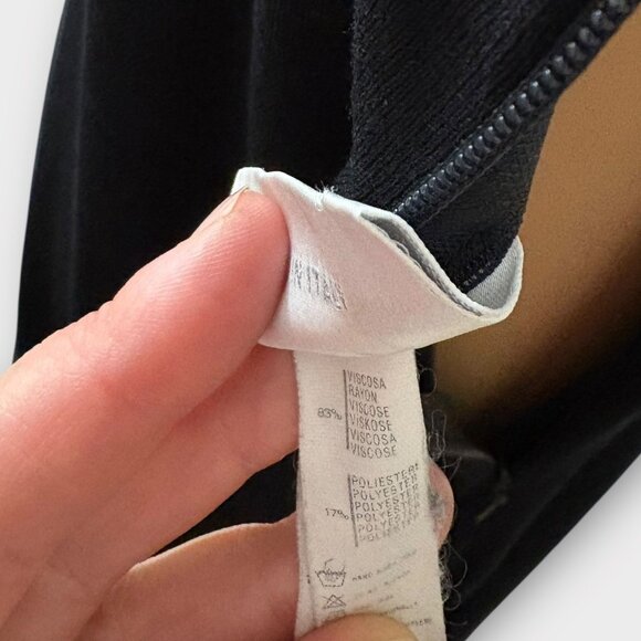 Vintage La Perla LBD 46 L Midi Cocktail Dress Sheath Black Square Neck Classy - Picture 8 of 8